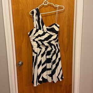 Black and White Ruched Dress
